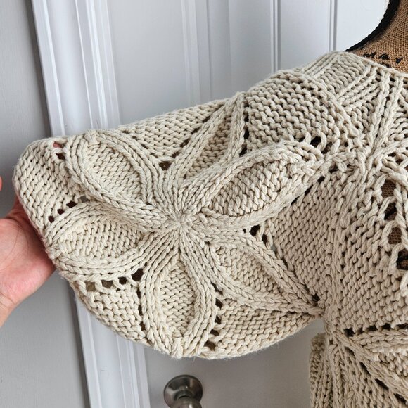 Boho Knitted Cream Dress Size Small - Picture 3 of 9